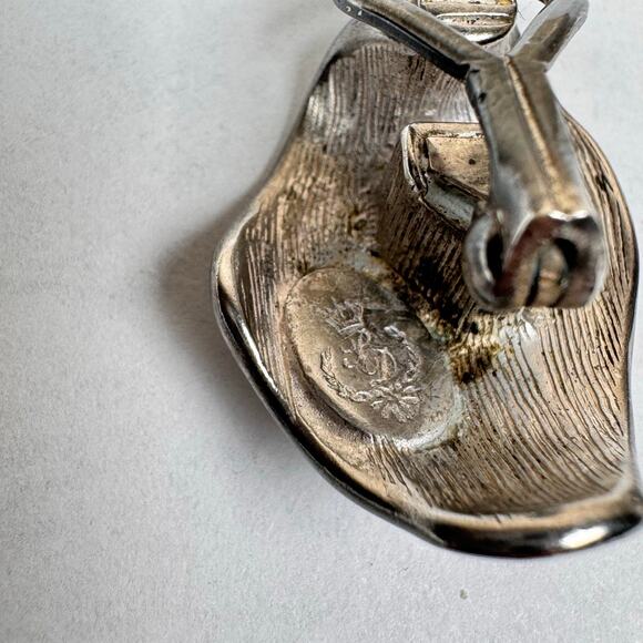 VTG Clip On Earrings Premier Designs Silver plated Leaf Lagenlook Art To Wear - Picture 5 of 7